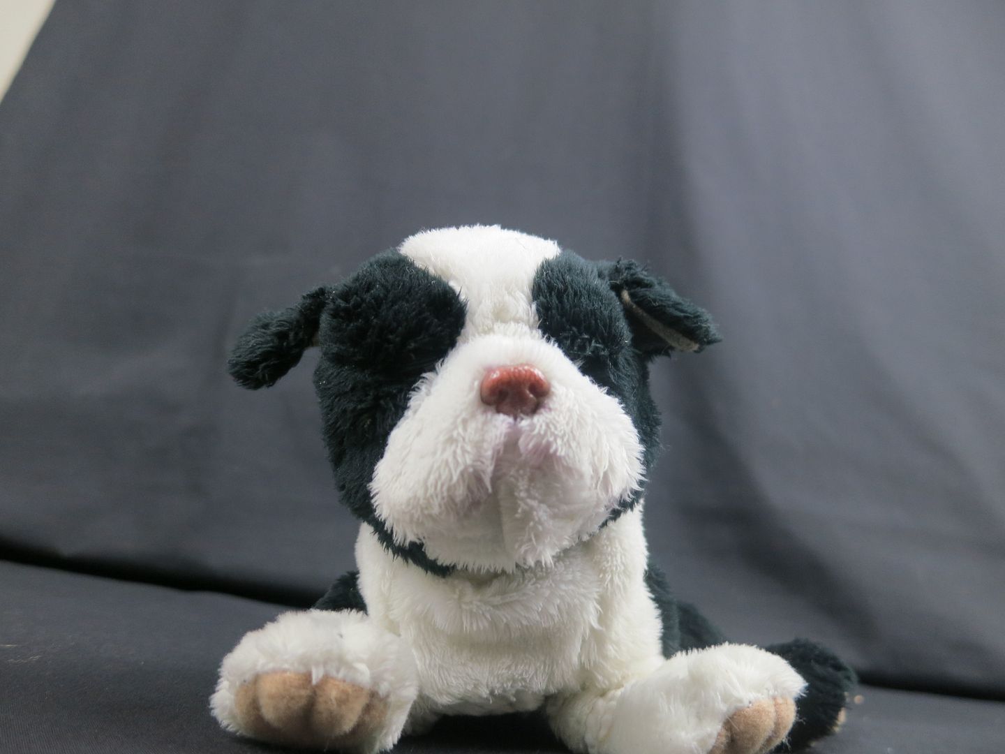 FURREALS DOG BLACK WHITE PUPPY OPENS CLOSE EYES BARKING PLUSH STUFFED ANIMAL TOY eBay