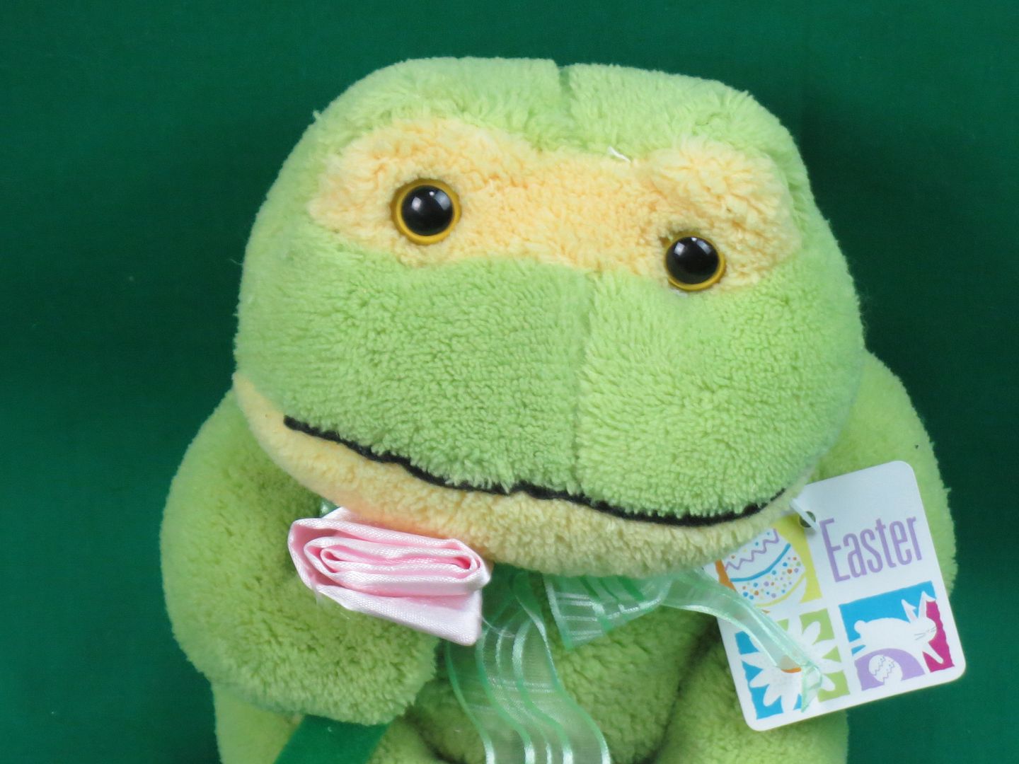 NEW PINK ROSE FLOWER GREEN YELLOW FROG EASTER SOFT PLUSH STUFFED ANIMAL