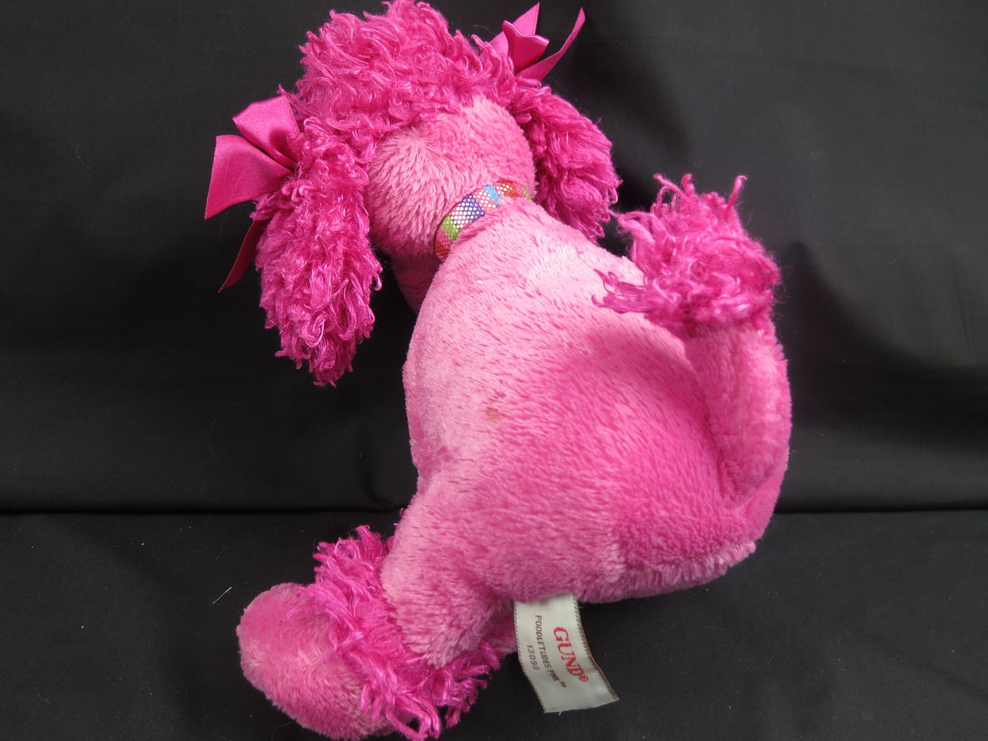 stuffed pink puppy