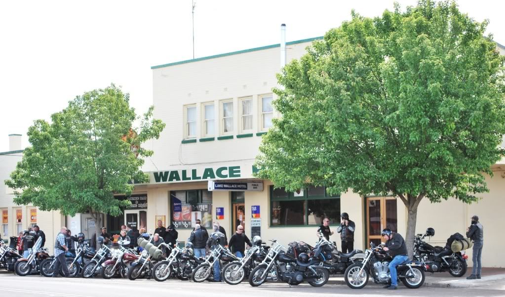 The bikes out the front of Mick's pub.