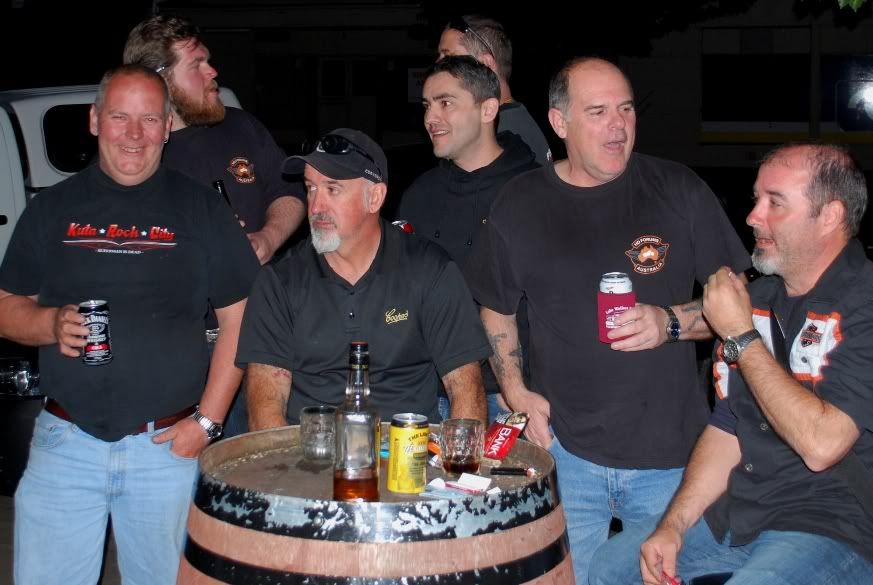 The boys kick back.
