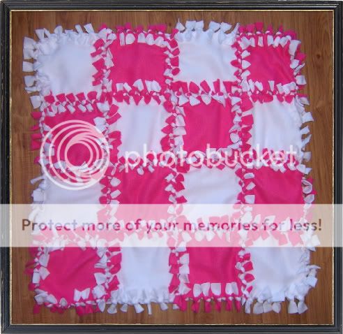 Personalized Monogram Custom Pink White Fleece Baby No Sew Blanket Quilt Gift