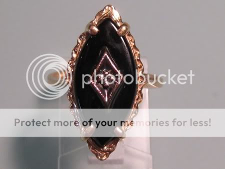 Vintage 14K Gold Onyx Diamond Ring by Skalet Mfg Co NY  
