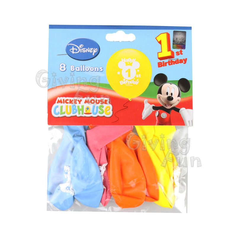 Authentic Disney Mickey Mouse Year Old 1st Birthday Party Supplies 8x Balloon
