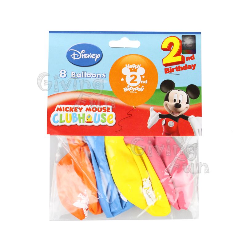 Authentic Disney Mickey Mouse Year Old 2nd Birthday Party Supplies 8x Balloon