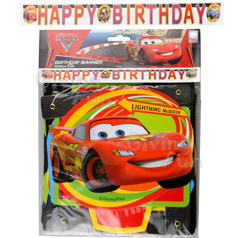 Authentic Disney Pixar Cars Lightning McQueen Happy Birthday Banner Kids Party