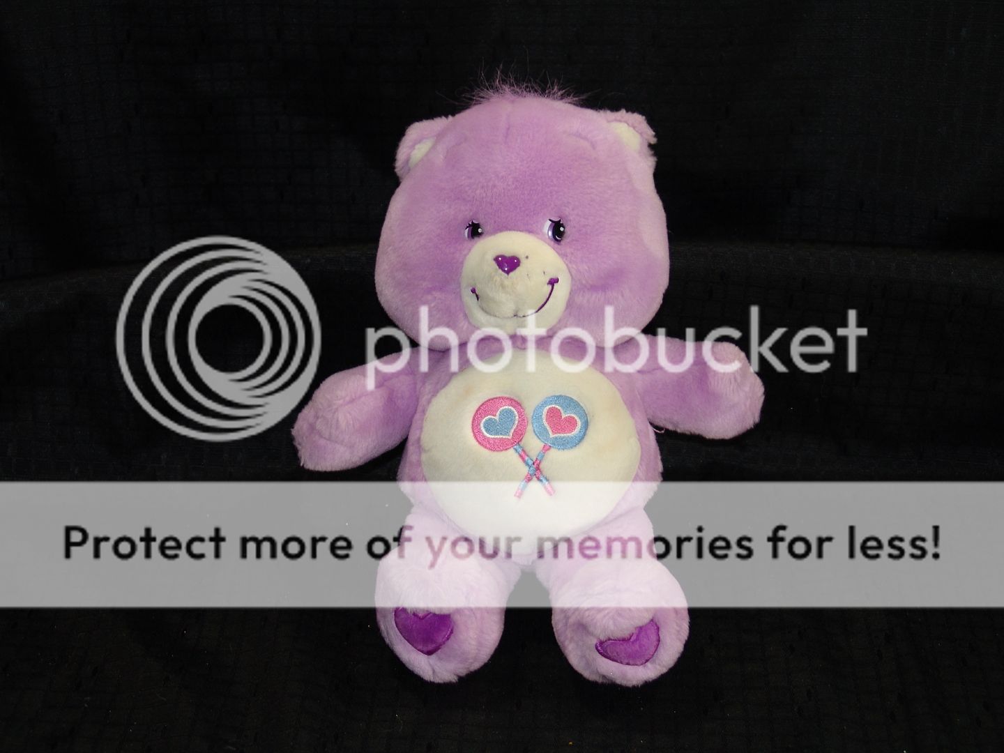 PLUSH PURPLE HARMONY CARE BEAR LOLLIPOP STUFFED ANIMAL  