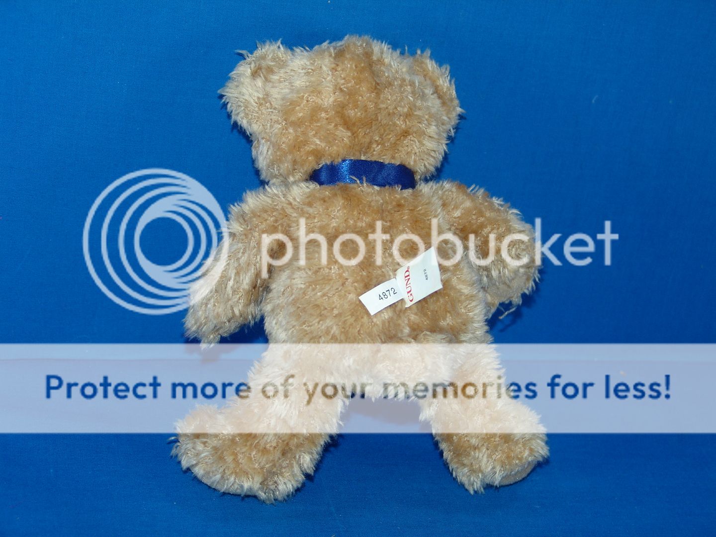 Plush Gund Thermoscan Braun Fuzzy Teddy Bear Toy Tan Blue Bow Stuffed 