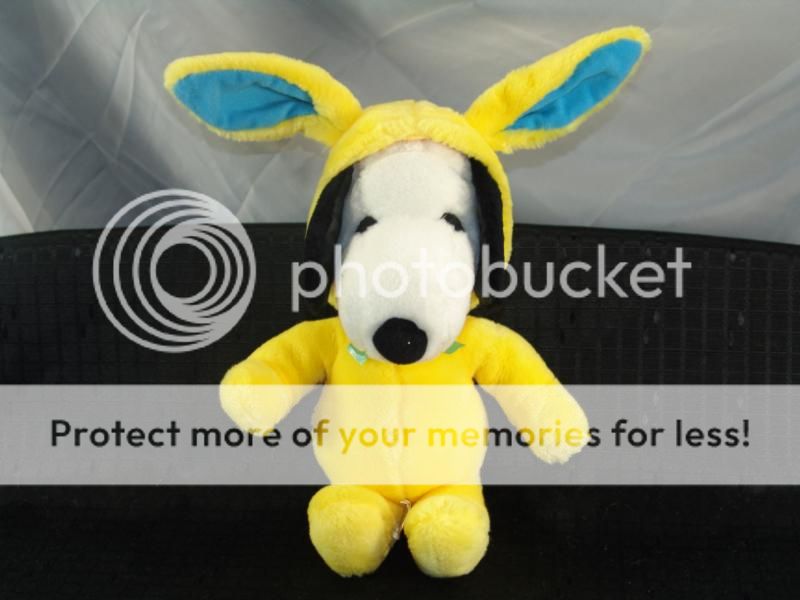 Plush United Syndicate Snoopy Yellow Easter Bunny Toy  