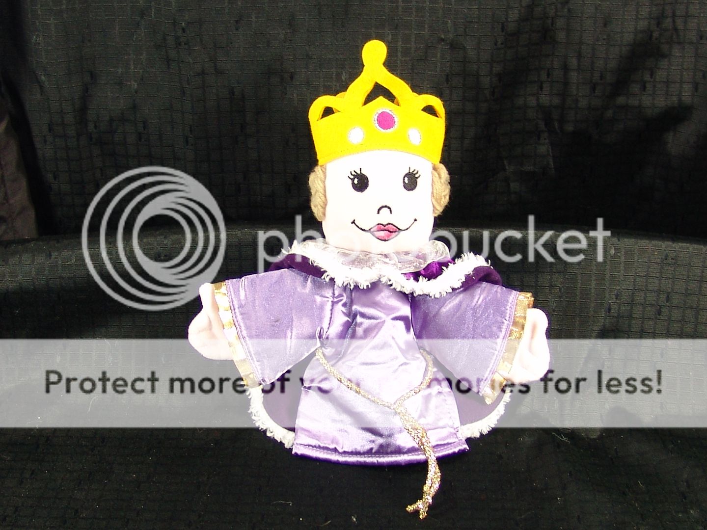 Handmade Gold Purple Velvet Queen Hand Puppet Plush Toy